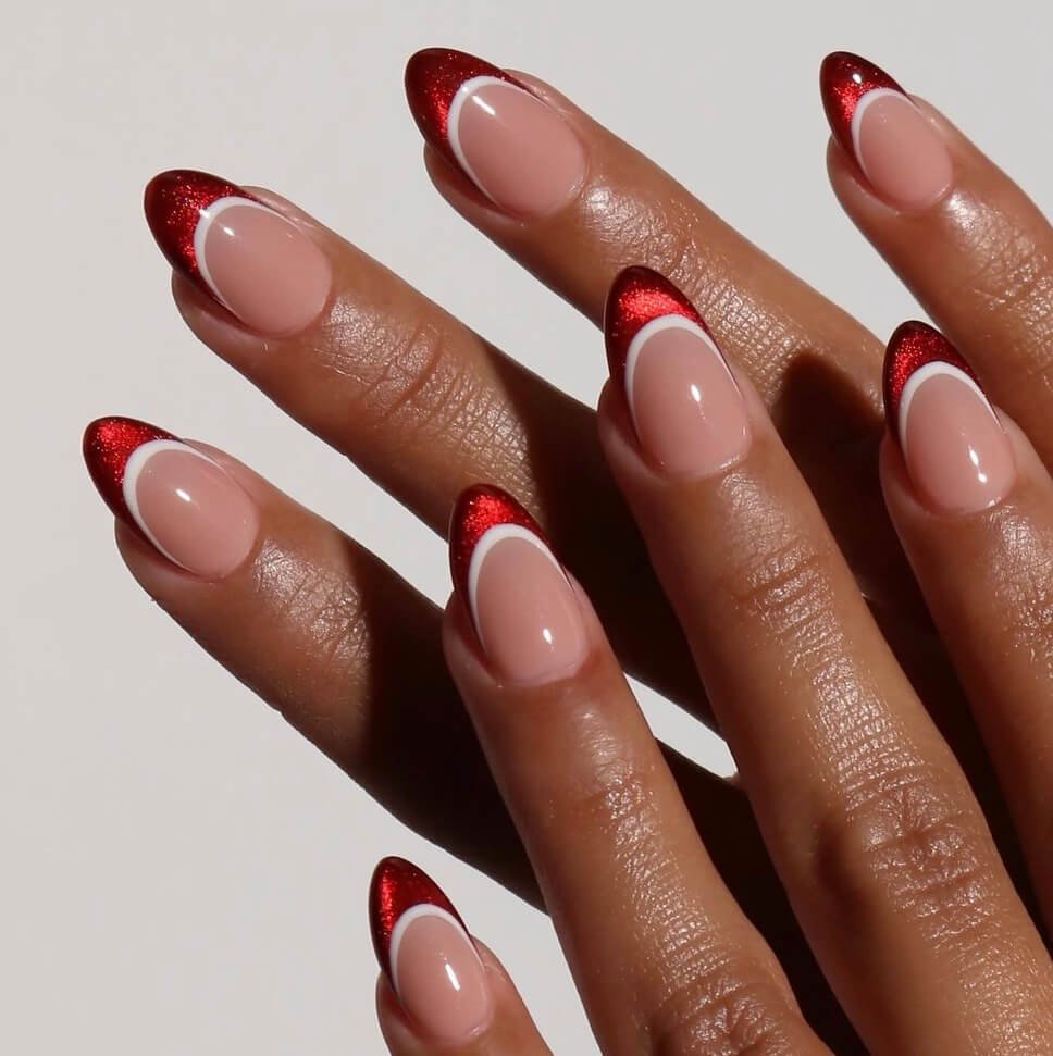 french tip Christmas nails