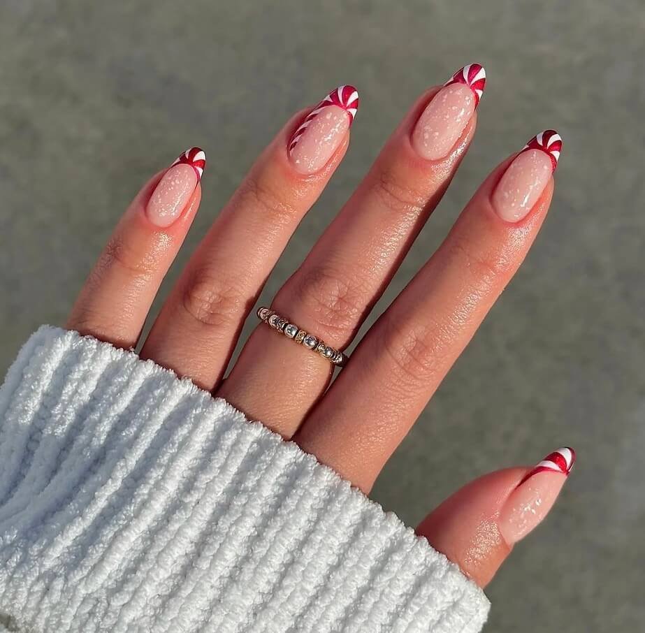 red french tip Christmas nails