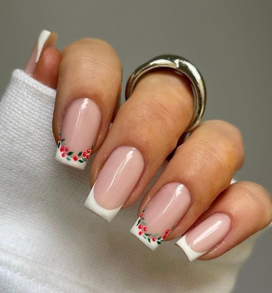 square french tip Christmas nails
