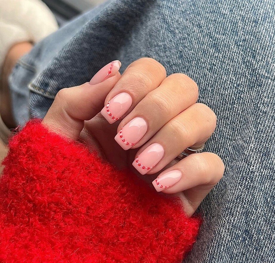 square french tip Christmas nails