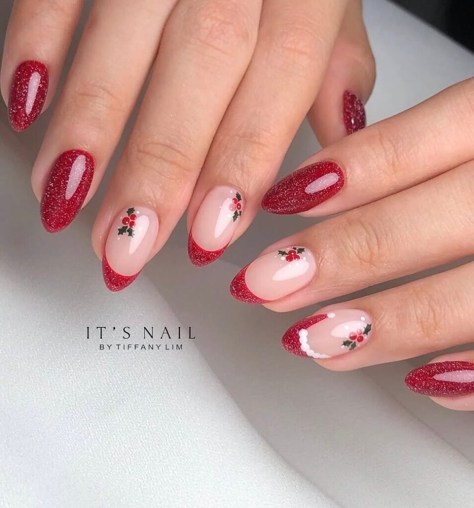 french tip Christmas nails