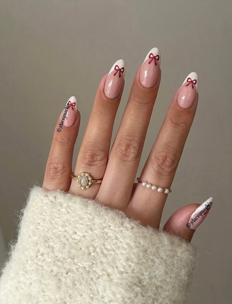french tip Christmas nails