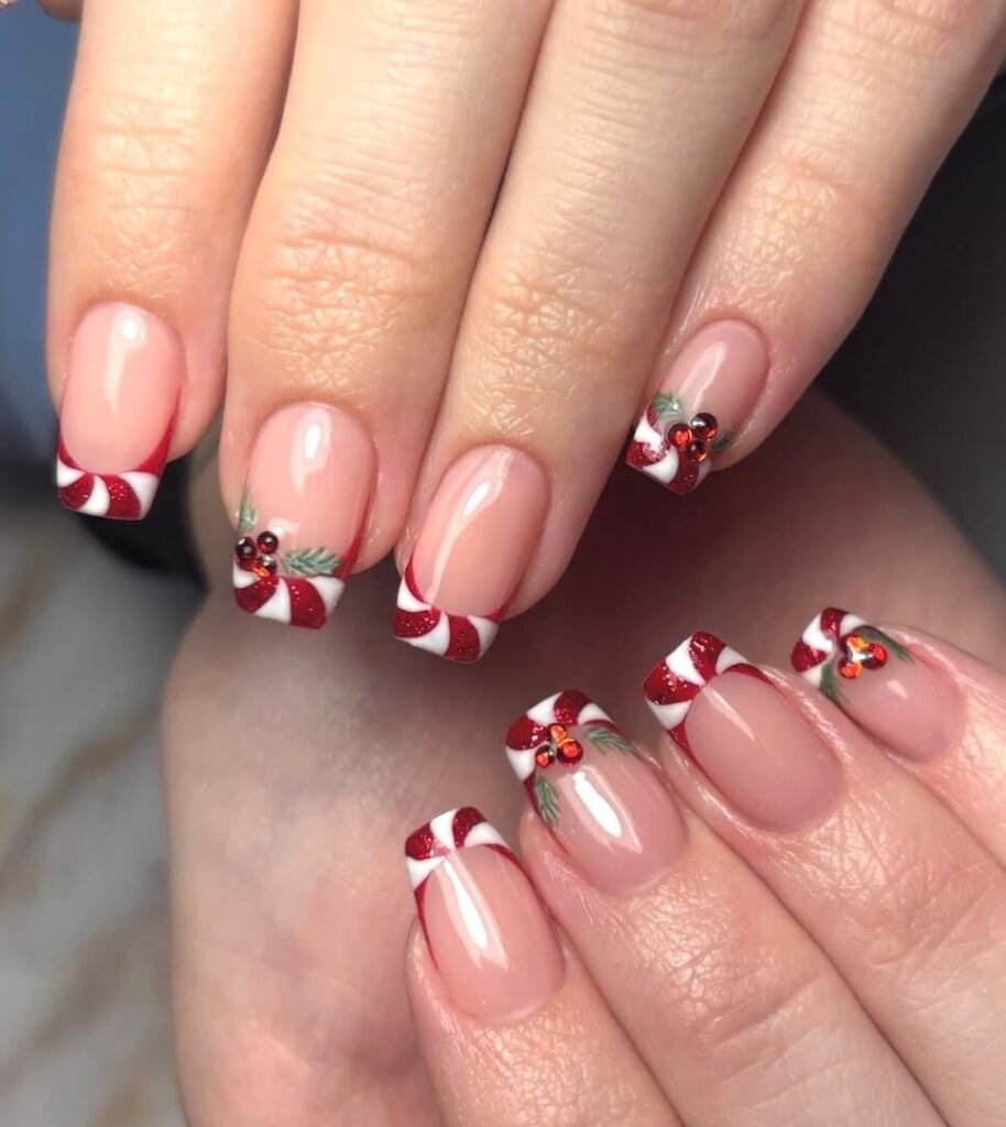 french tip Christmas nails
