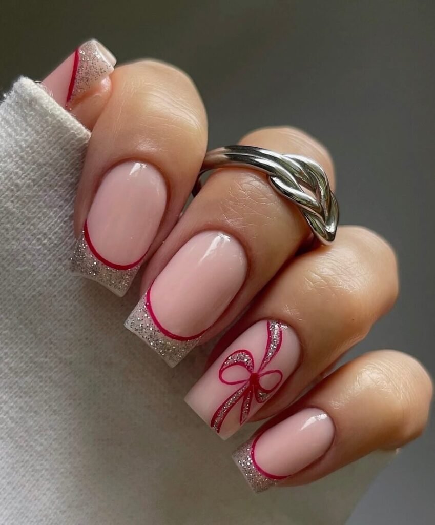 square french tip Christmas nails