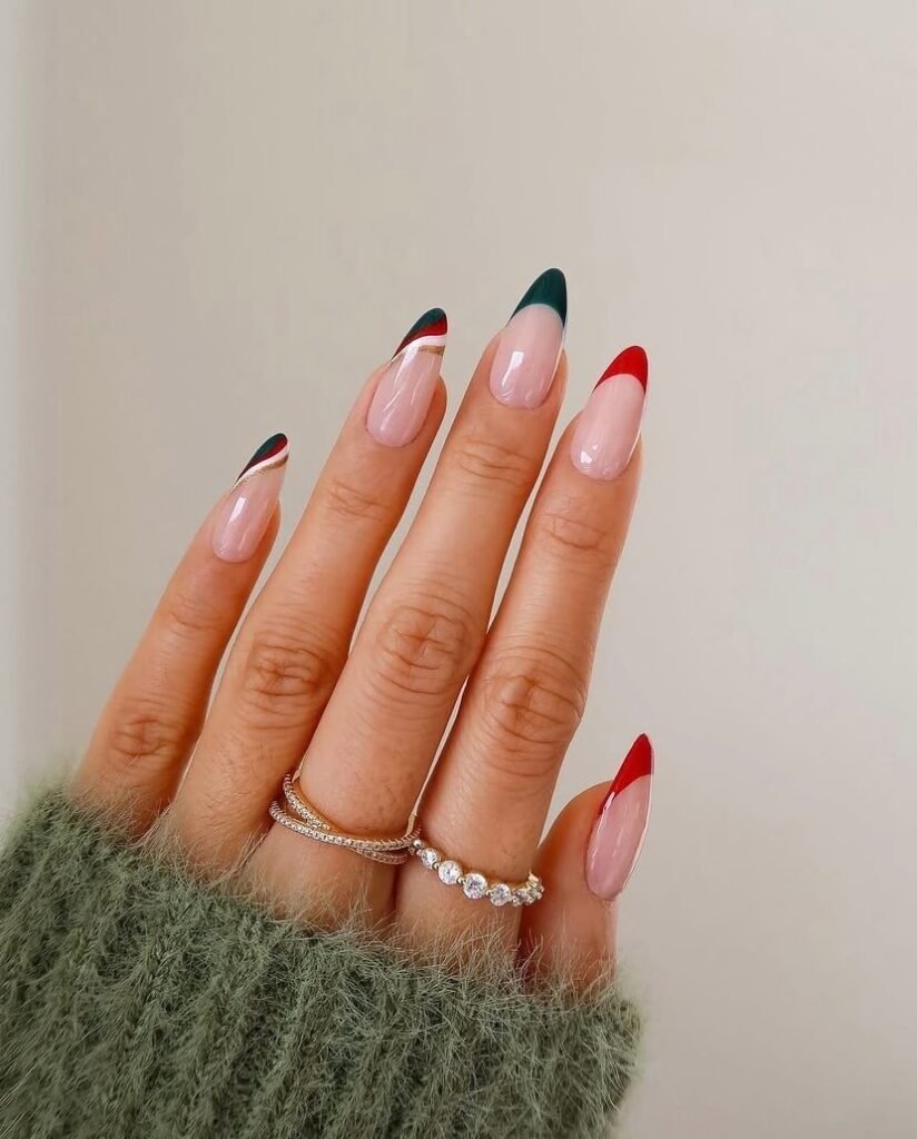 french tip Christmas nails