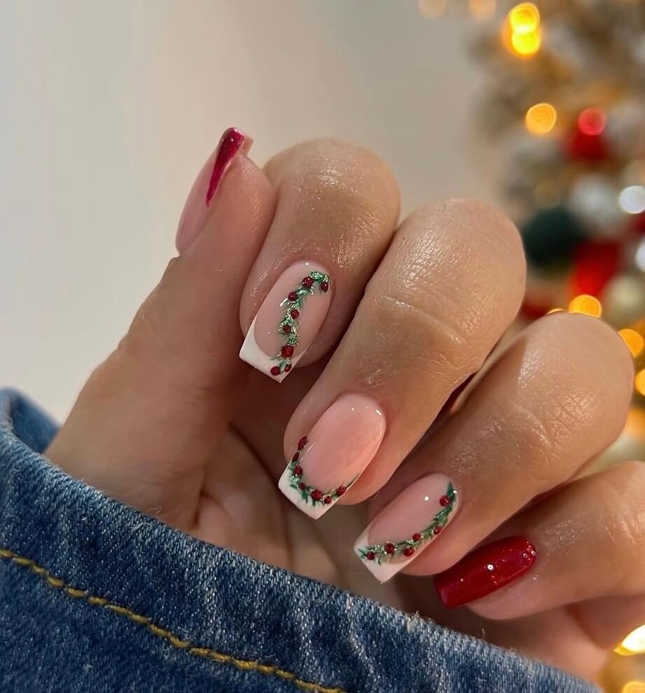 white french tip Christmas nails