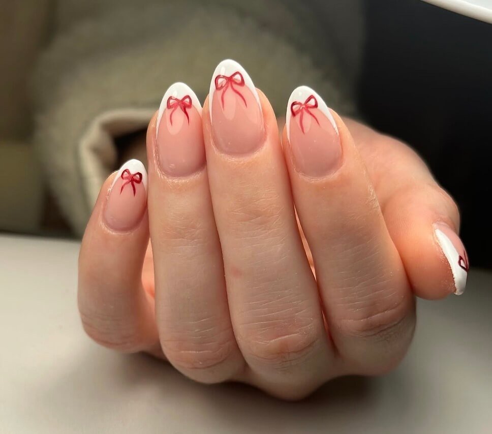 short french tip Christmas nails
