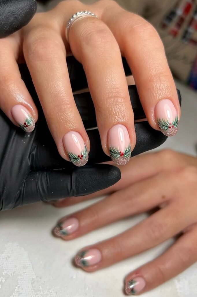 french tip Christmas nails