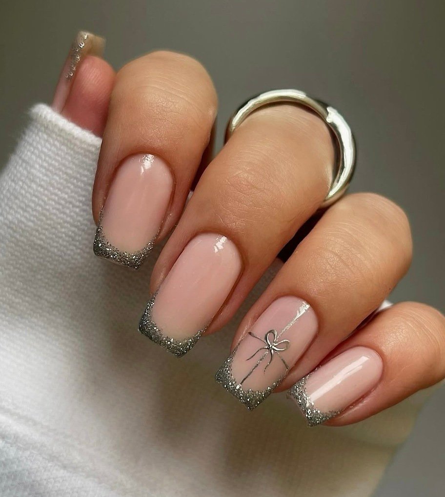 french tip christmas nails
