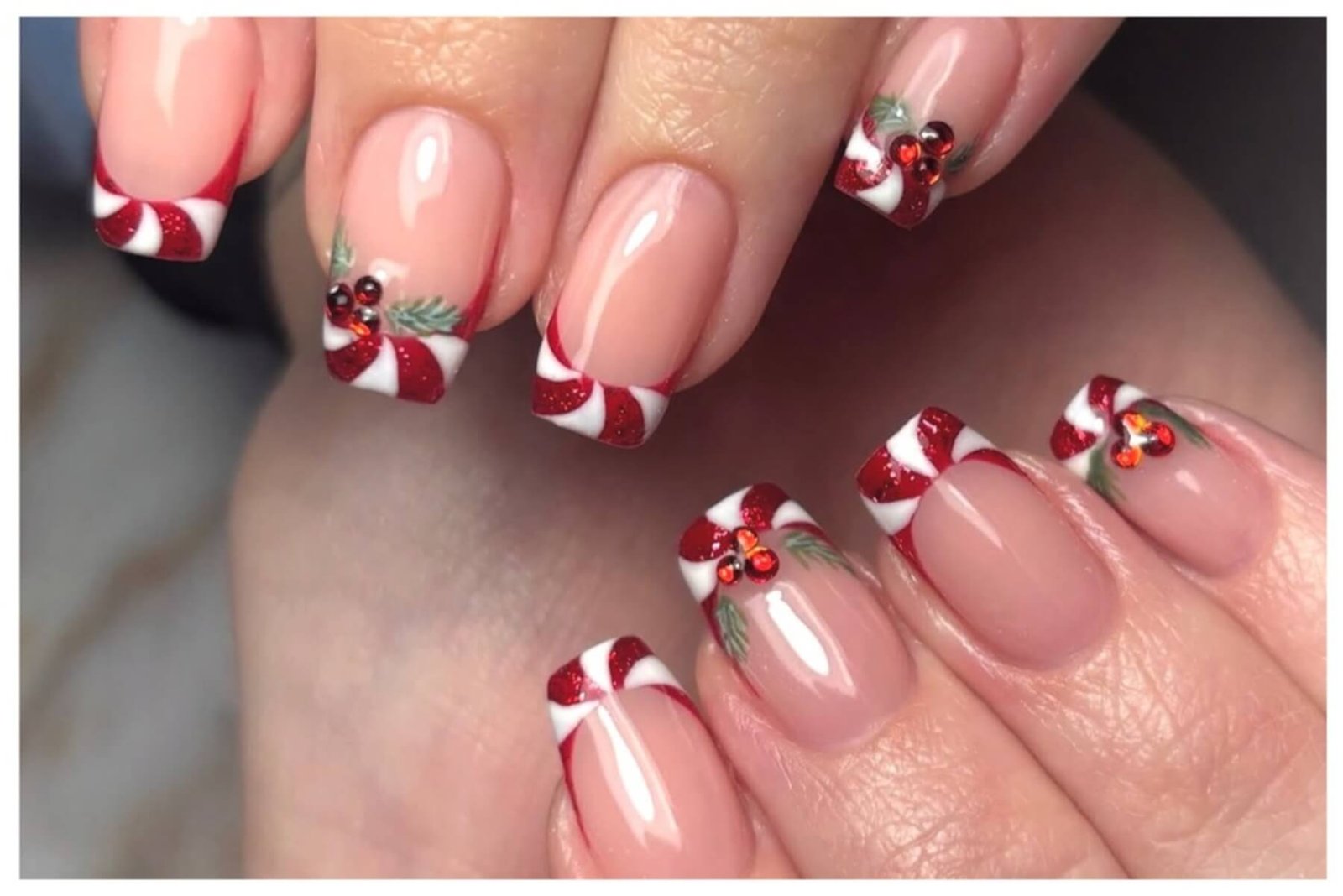 french tip christmas nails