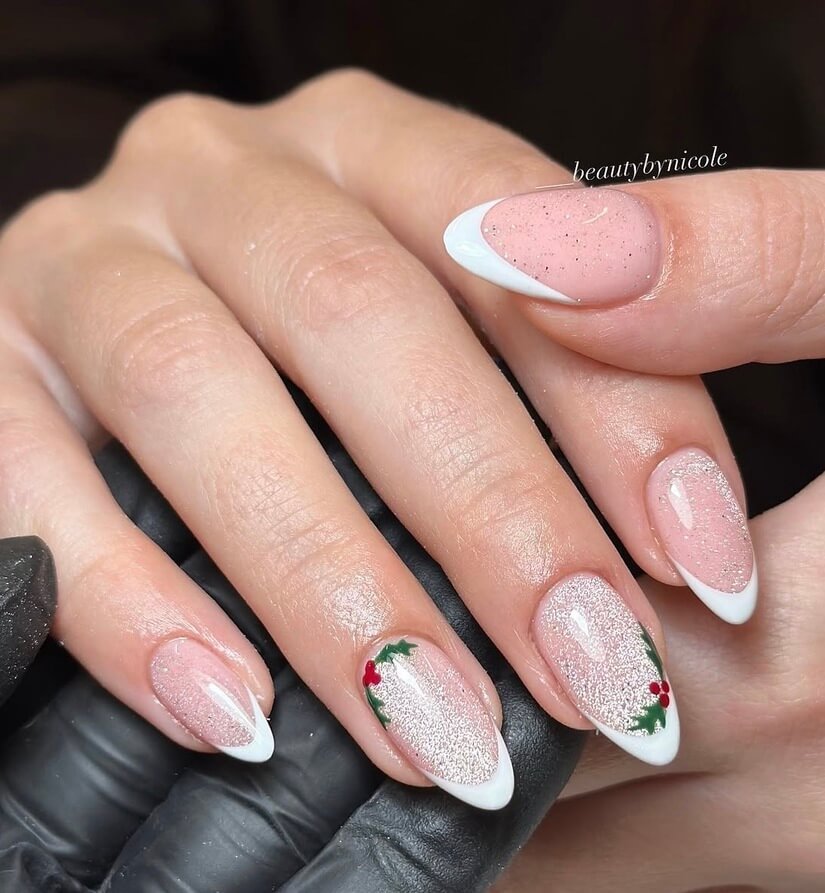 french tip Christmas nails