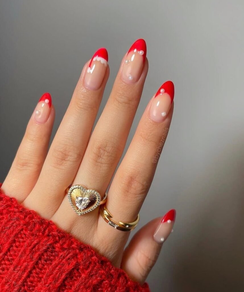 french tip Christmas nails