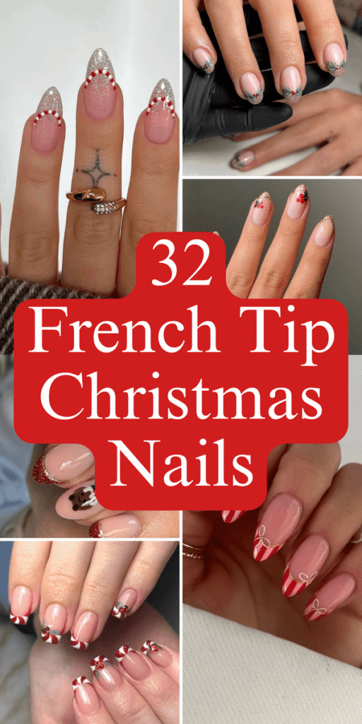 french tip christmas nails